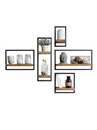 Nordic Solid Wood & Iron Wall Shelf Set for Living Room Decor