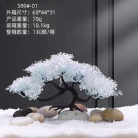 Artificial Snowflake Pink Welcome Pine Bonsai for Aquarium Decoration