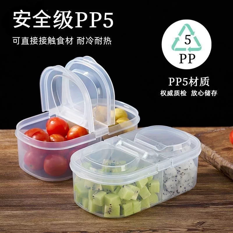 Portable Transparent Divided Food Storage Container for Kids and Office Workers, Lunch Box Bento Box for Refrigerator