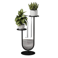 Luxury Metal Plant Stand with Rock Slab Shelves, Multi-Tier Indoor/Balcony Flower Pot Holder