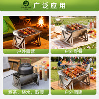 Portable Stainless Steel Folding BBQ Grill and Wood Burning Stove for Outdoor Camping