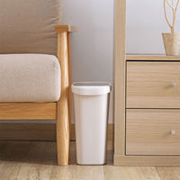 Slim Rectangular Press-Top Trash Can for Kitchen and Bathroom