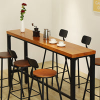 Nordic Solid Wood Bar Table with Iron Frame, Tall Pub Table for Home, Cafe, or Restaurant