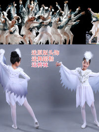 Kids' Bird Performance Costume White Dove Sparrow Dance Outfit
