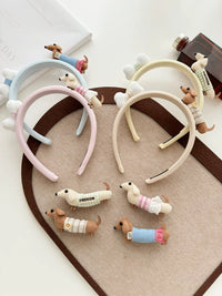 Cute Dachshund Dog Christmas Hat Hair Clips Cartoon Bangs Clip for Girls