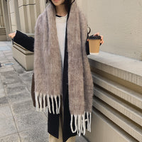 Wool Blend Knitted Scarf Shawl for Women, Thickened Warm Winter Wrap