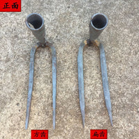 Forged Two-Pronged Hand Rake for Gardening and Soil Cultivation