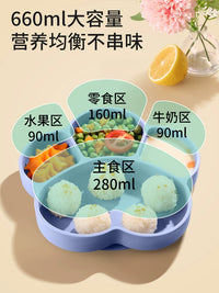 Baby Suction Plate Divided Silicone Feeding Bowl Set for Infants Learning to Eat, Anti-Drop Children's Tableware