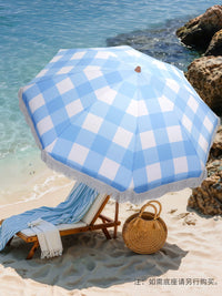 Beach Patio Umbrella with Tassels - UV Protection Sunshade for Outdoor, Pool, and Garden