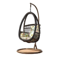 Outdoor Wicker Hanging Egg Chair with Stand and Cushion