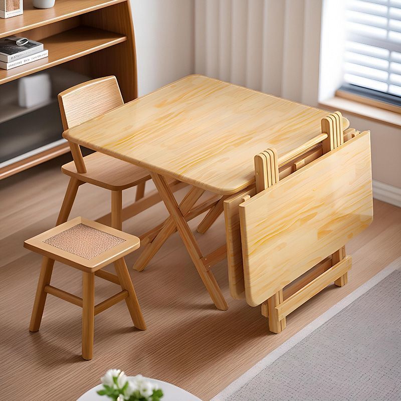 Outdoor Portable Folding Picnic Table for Camping and Park Use, Square Solid Wood