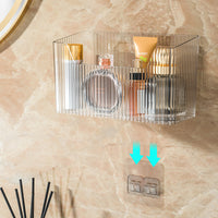 Wall-Mounted Bathroom Mirror Cabinet Organizer with Drainage Holes, No-Drill Installation