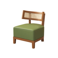 Nordic Solid Wood Sofa Chair with Rattan Backrest for Cafe, Dessert Shop, Book Bar, and Reception Area