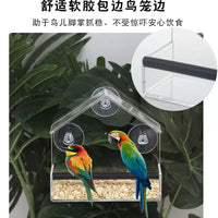 Outdoor Suction Cup Window Bird Feeder, Transparent Acrylic Hanging Bird Cage for Balcony Garden
