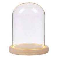 Touch-Activated Glass Display Dome with Luminous Wooden Base for DIY Models and Handicrafts