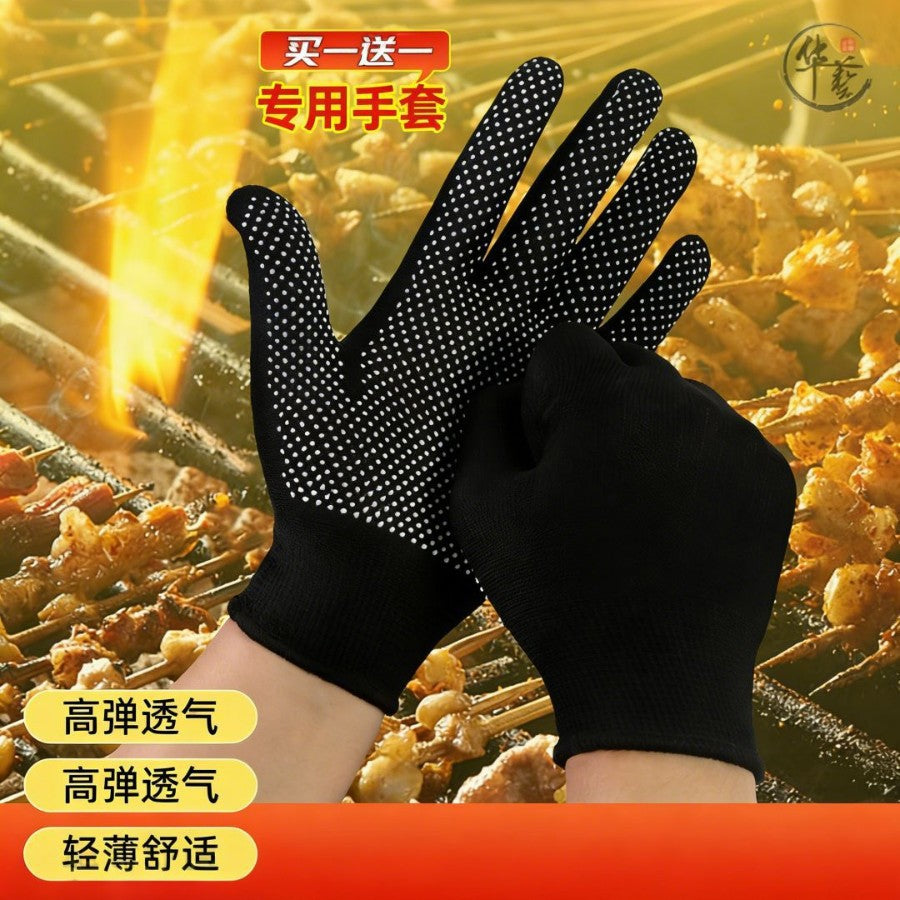 Heat Resistant BBQ Gloves for Grilling, Baking, and Kitchen Use - Lightweight Five-Finger Design