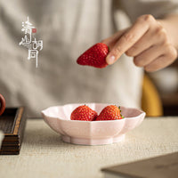 Ceramic Dessert Plate Chinese Japanese Style Snack Dish Fruit Nut Tray Tea Ceremony Serving Bowl