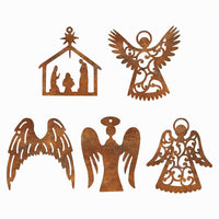 Metal Angel and Christmas Ball Silhouette Wall Decor for Indoor/Outdoor