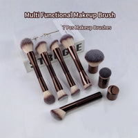 7-Piece Double-Ended Retractable Makeup Brush Set for Foundation, Powder, and Contour