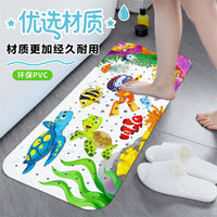 Cartoon Mermaid Non-Slip Bath Mat for Shower and Bathtub, Oval Printed Anti-Slip Floor Mat