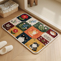 Cartoon Retro Linen Weave Absorbent Non-Slip Bathroom Mat