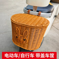 Electric Bicycle Rear Basket with Lid, Reinforced Universal Storage Basket for E-bikes and Bicycles