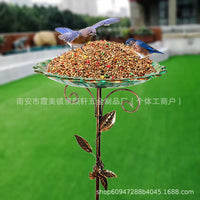 American Retro Iron Bird Feeder & Water Basin for Garden Decoration
