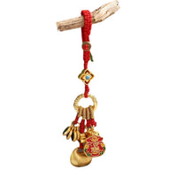 Chinese Style Lucky Charm Keychain Hand-Woven Fortune Bag Car Key Pendant