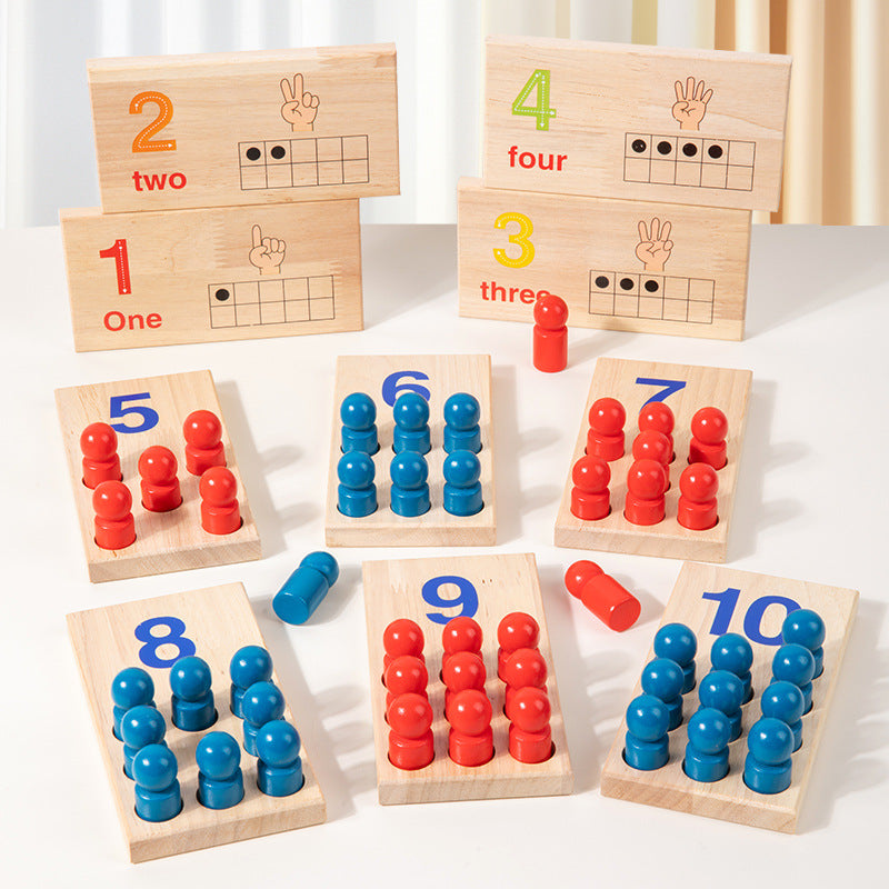 Montessori Wooden Math Learning Sticks Color Recognition Peg Board Educational Toy for Kids