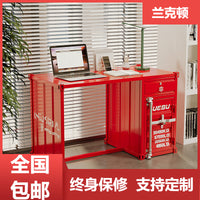 Industrial Style Iron Computer Desk with Storage - Loft Office Writing Table