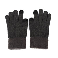 Winter Touchscreen Knitted Gloves with Plush Lining for Outdoor Cycling and Warmth