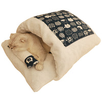 Warm Cat Sleeping Bag Pet Bed for Crate Platform, Plush Thickened Mat with Cute Blanket