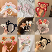 Cartoon Plush Headband for Washing Face and Hair Styling, Non-slip Sweet Hair Accessories