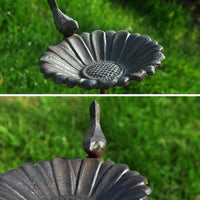 European Cast Iron Bird Feeder with Hand-Painted Bird Bath for Garden Decoration