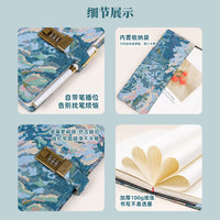A5 Fabric Cover Password Lock Journal Notebook with Lock for Students, Creative Gift, Retro Diary