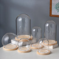 Preserved Flower Glass Dome Display Case with Anti-Slip Base for Figurines and Blocks