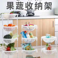 Multi-layer Rotating Storage Rack with Wheels for Kitchen and Living Room, Round Floor-standing Vegetable and Fruit Basket