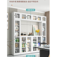 Modern Steel Bookcase with Glass Doors, Display Cabinet for Home Office, Industrial Style Storage Shelf