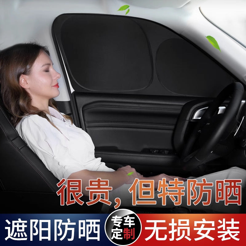 Car Window Sun Shade for Privacy and Heat Insulation, Clip-on Front Windshield and Side Window Sun Blocker