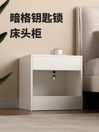 Modern Minimalist Nightstand with Hidden Storage and Key Lock