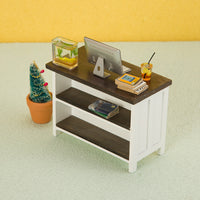 1:12 Dollhouse Miniature Double-Layer Shelf Desk Furniture Model for Living Room Scene