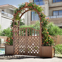 Outdoor Anti-Corrosion Wood Archway Garden Gate with Trellis for Climbing Plants
