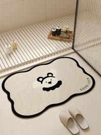 Cartoon Diatomaceous Earth Bath Mat, Super Absorbent Non-Slip Quick Dry Bathroom Rug