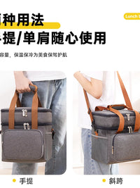 Oxford Cloth Double-Layer Insulated Lunch Bag Waterproof Picnic Cooler Tote