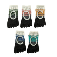 Women's Non-Slip Open-Back Five-Toe Yoga Pilates Socks with Stripes