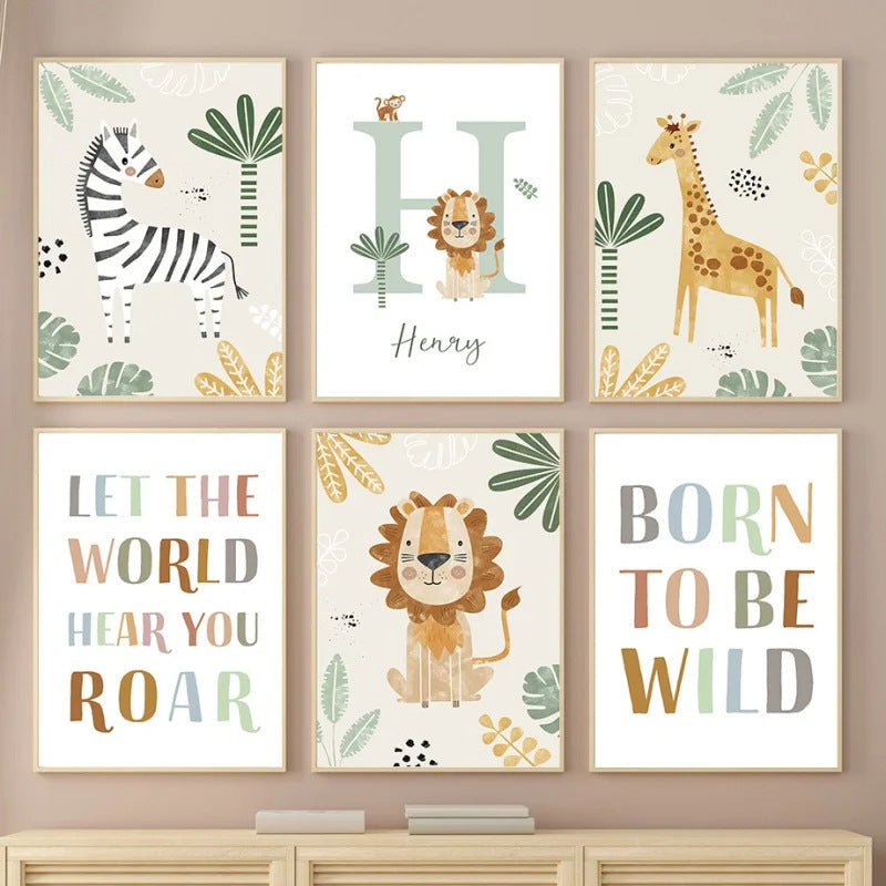 Personalized Animal Name Wall Art for Nursery Decor