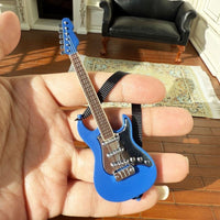 1:12 Dollhouse Miniature Guitar Model with Strap, Simulation Musical Instrument Toy for Dollhouse Decoration