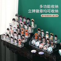 Acrylic Tiered Display Stand for Badges, Postcards, and Cosmetics