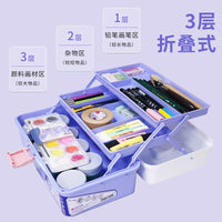 3-Layer Portable Storage Box with Handle for Art Supplies, Tools, Medicine, or Fishing Gear