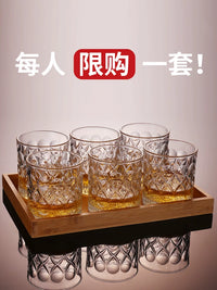 Whiskey Glass Set with Stainless Steel Ice Cubes and Tongs, Nordic Crystal Glassware for Home Bar